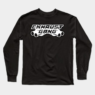 EXHAUST GANG T-shirt White on Black Logo Long Sleeve T-Shirt